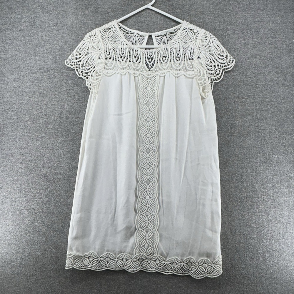 Joie Shift Dress‎ Lace Women Size XS White Lined Short Sleeve Summer